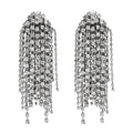 Luxury Crystal Rhinestone Long Tassel Drop Earrings for Women Lady Night Club Party Wedding Jewelry Gift