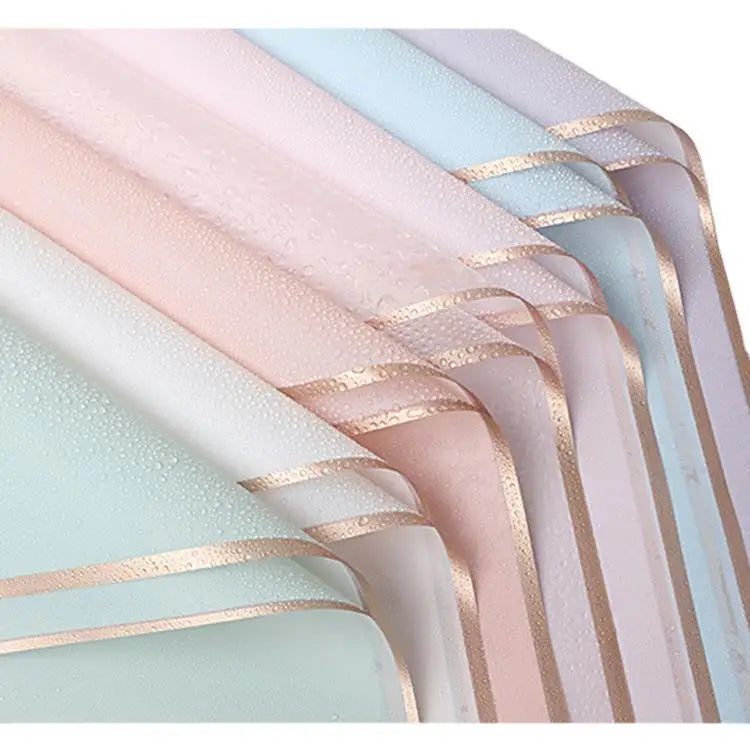Gold Rim Waterproof Single Side Gravure Printing Gift Fruit Wrapping Paper Translucent Plastic Sheets for Wrapping Flowers