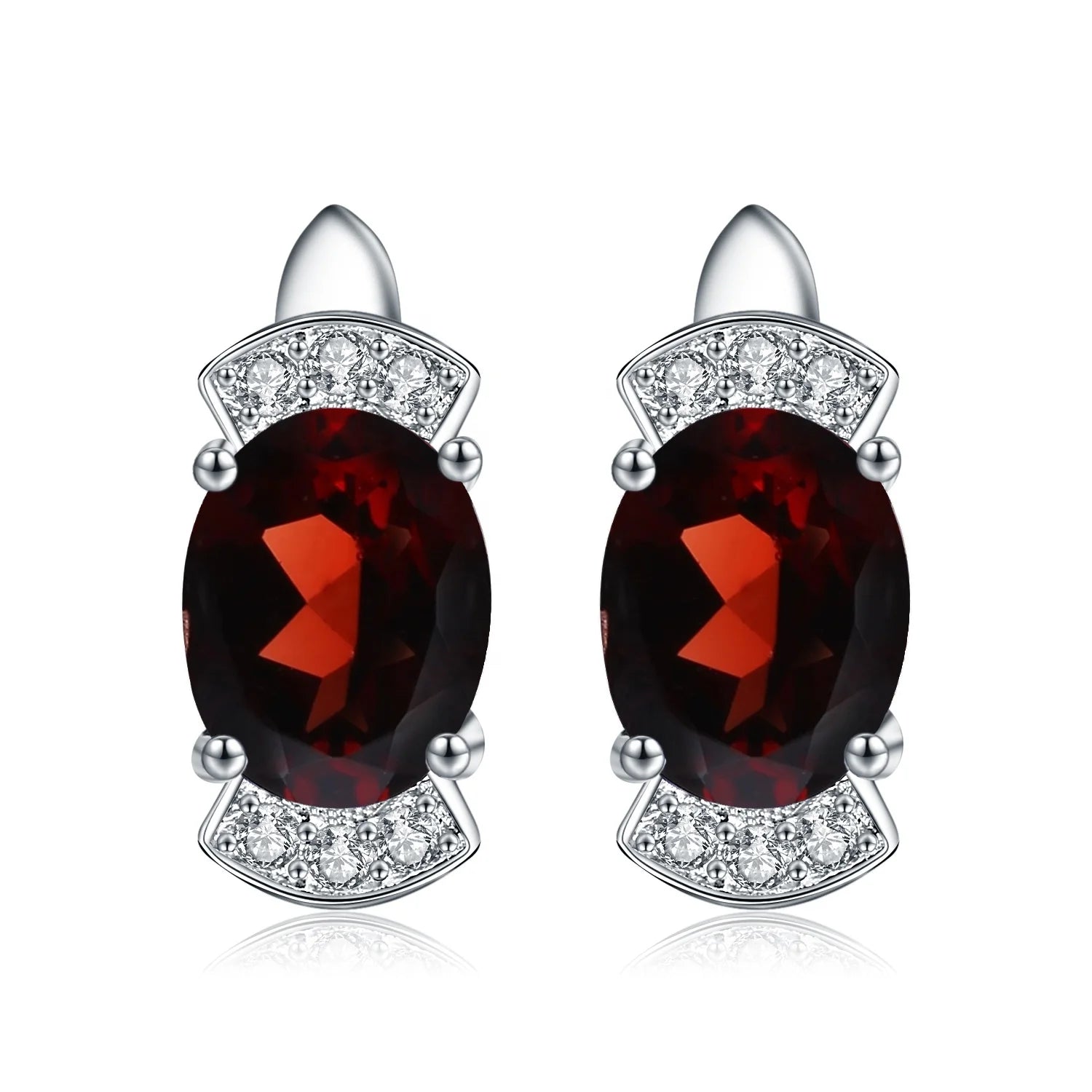 A2058 Abiding Classic Natural Red 925 Sterling Silver Earrings Engagement Gemstone Ladies Earring for Women