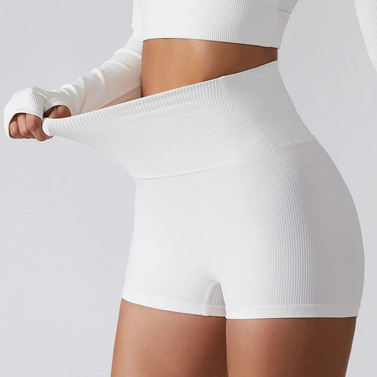 Short Yoga Pants Girls Ladies Butt Lifting Seamless Short Yoga Wear Tummy Control Ribbed Workout Biker Shorts for Fitness