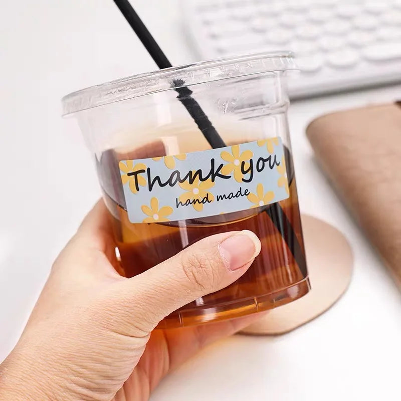 Customized Handmade Art Paper Thank You Stickers Small Business Colorful Packaging Labels