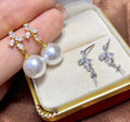 E1773 11-12mm DIY Natural Freshwater Pearl Charm Earrings Mounting Accessory 925 Sterling Silver Gold Plated  Jewelry for Women