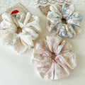 New Women Fashion Elastic Hiar Tie Hair Accessories Summer Season Organza Daisy Flower Solid Color Oversize Scrunchies