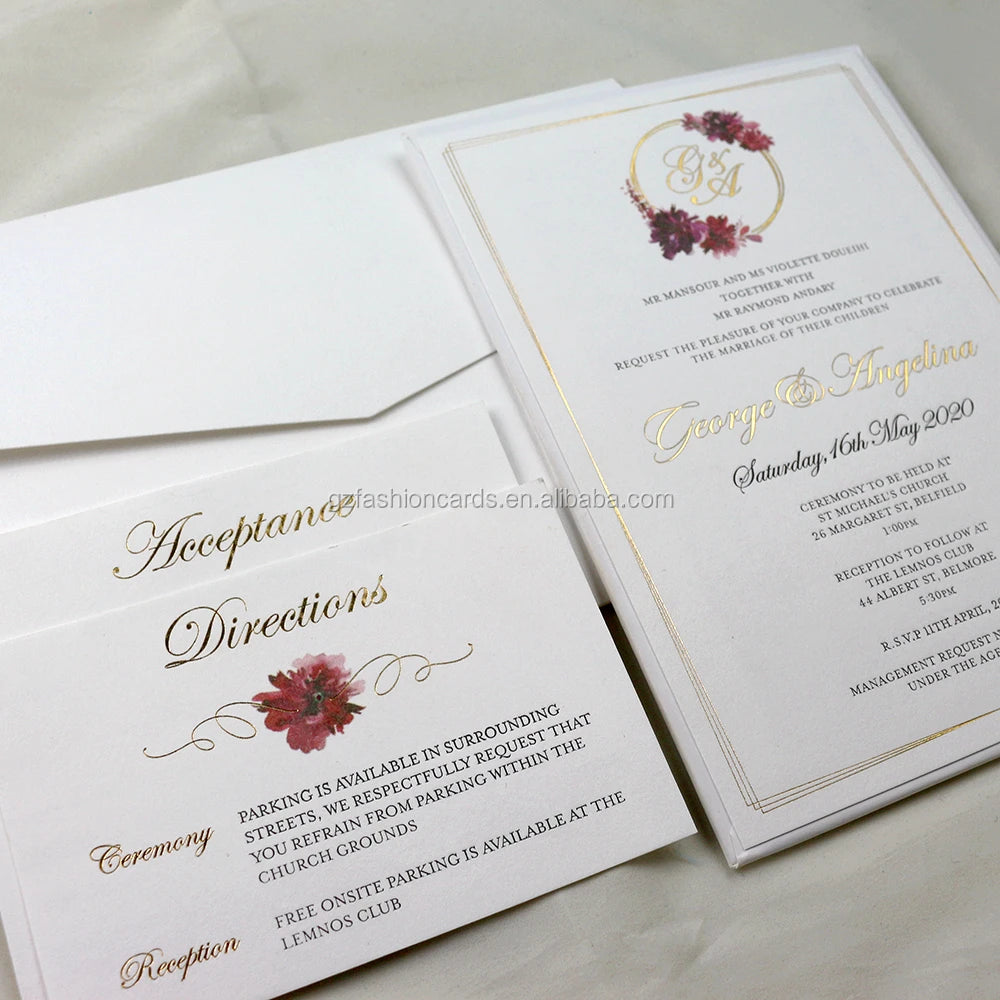 Rustic Custom Wedding Invitations Printing Floral Design with RSVP and Ceremony Details MegaBDM