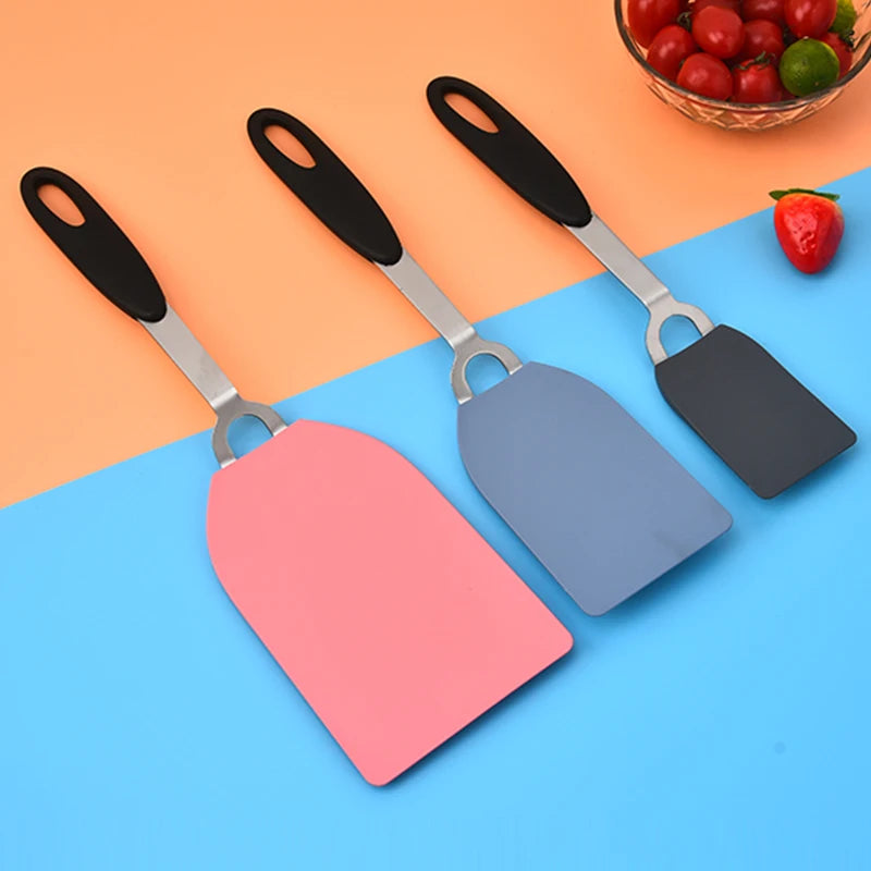 2026 Solid Stainless Steel and TPR Handle Different Sizes Nylon Plastic Square Shape Fry Egg Turners Set of 3