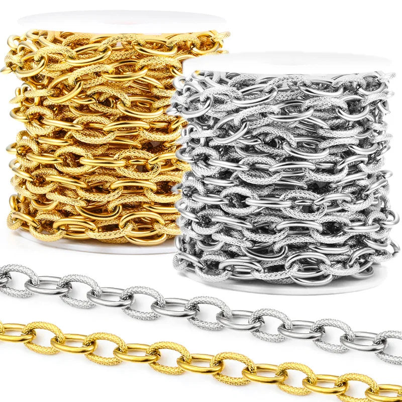 18K Gold Plated Stainless Steel Chains Waterproof Roll Meter Paper Clip for Jewelry Making Necklace for Wedding or Gift