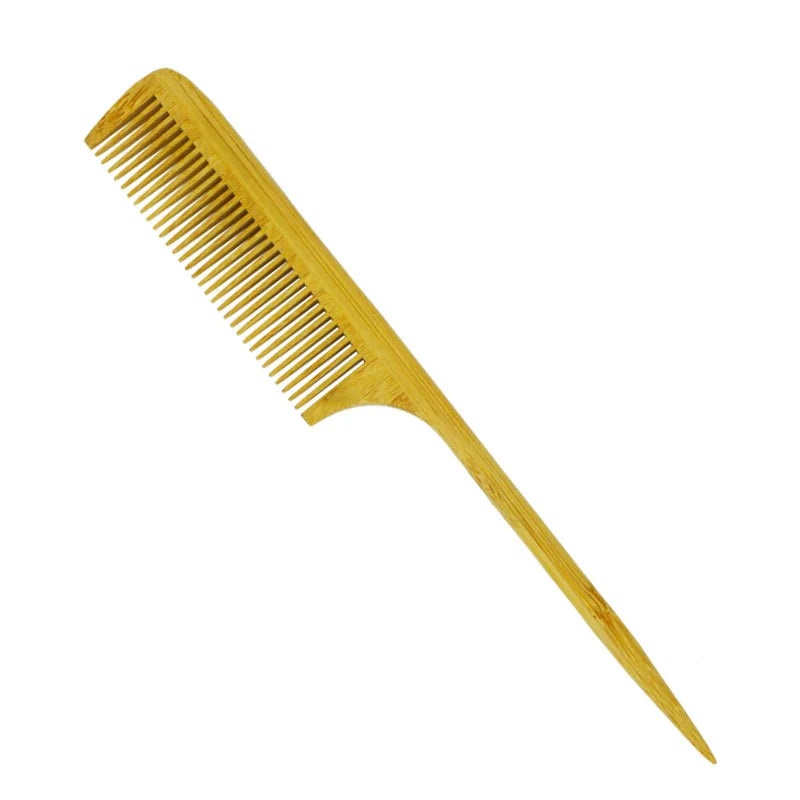Bamboo Rat Tail Comb with Fine Teeth for Teasing and Post Styling - Anti-Static Tool for Curly Hair for Women and Men