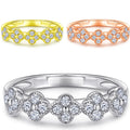 Fashion Jewelry Ring Shiny Four Leaf Pattern Gold Plated 925 Sterling Silver Engagement Ring with No Tarnish Cubic Zircon