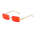 STORY STY8019A Red Lens Designer Eyewear Small Square Frame Fashion Frameless Shades Custom Logo Women Rimless Sunglasses