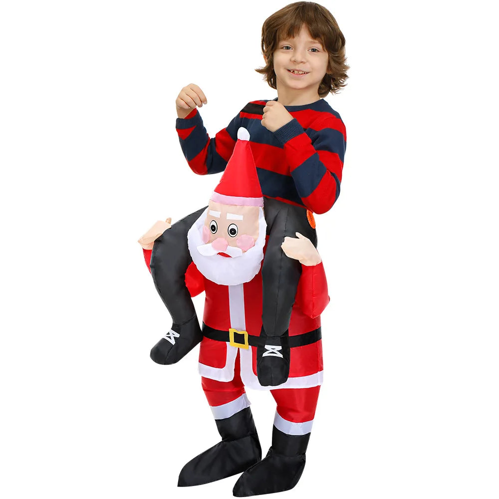 Kids Boy's Girls Christmas Party Costume Inflatable Ride on Santa Claus Christmas Costumes