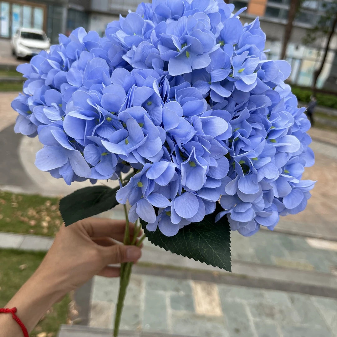 Wholesale Artificial Flower Big Head Blue Hydrangea Bouquet