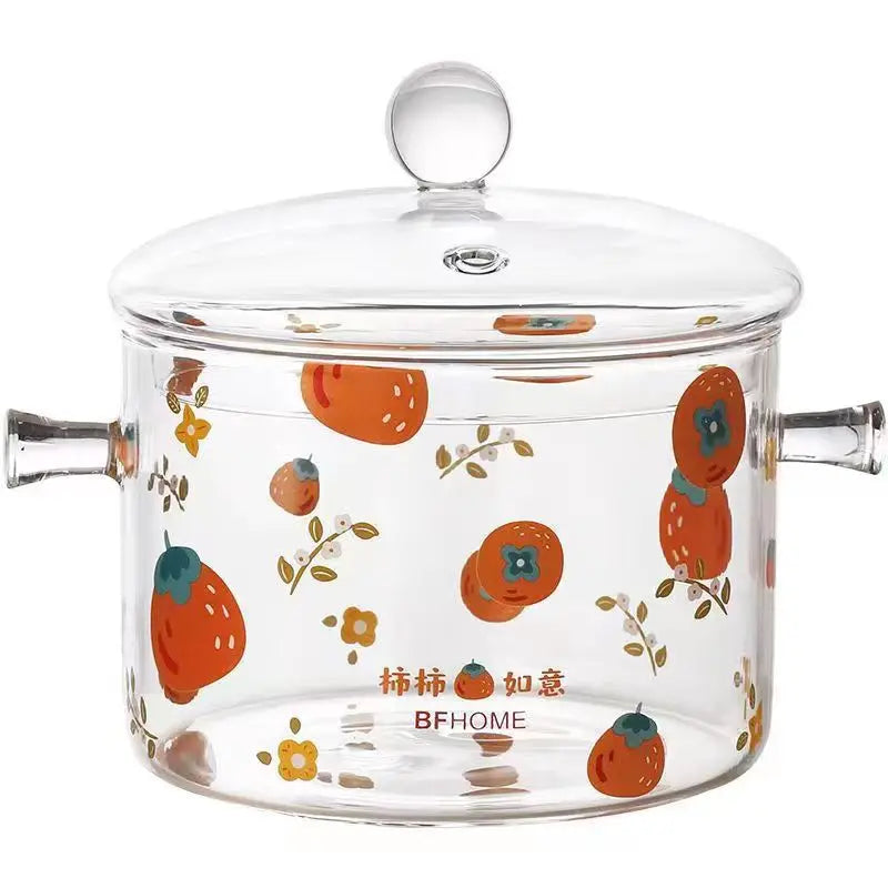 Hot Sale Transparent clear Large Capacity  Glass Cooking Pot Heat Resistant Glass Cooking Pot
