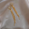 Long Opal Tassel Earrings 925 Silver Needle Personality Light Luxury Drop Ear
