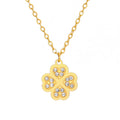 Fashion Stainless Steel Heart Charm Necklace Gold Color Clover Rhinestone Pendant Necklace Party Wedding Jewelry Gift for Women