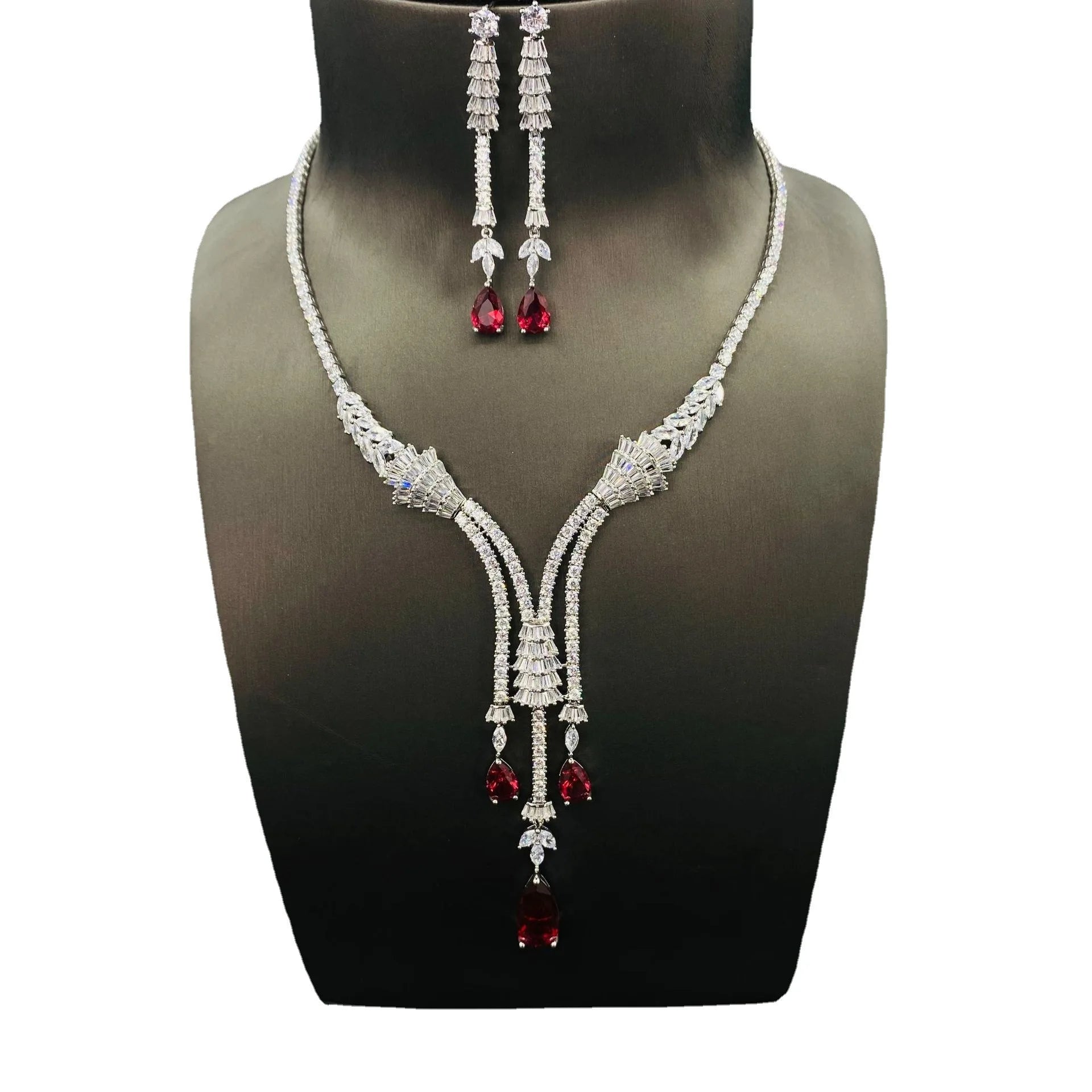Luxury Long Drop Necklace Earrings Baroque Retro Western European Medieval Style Gold Bridal Wedding Dress  FineJewelry Sets