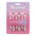 Disposable Razor for Women MaxFresh 6 Counts Blister Pack Triple Stainless Steel Blade With Lubricant Strip Pivoting Type