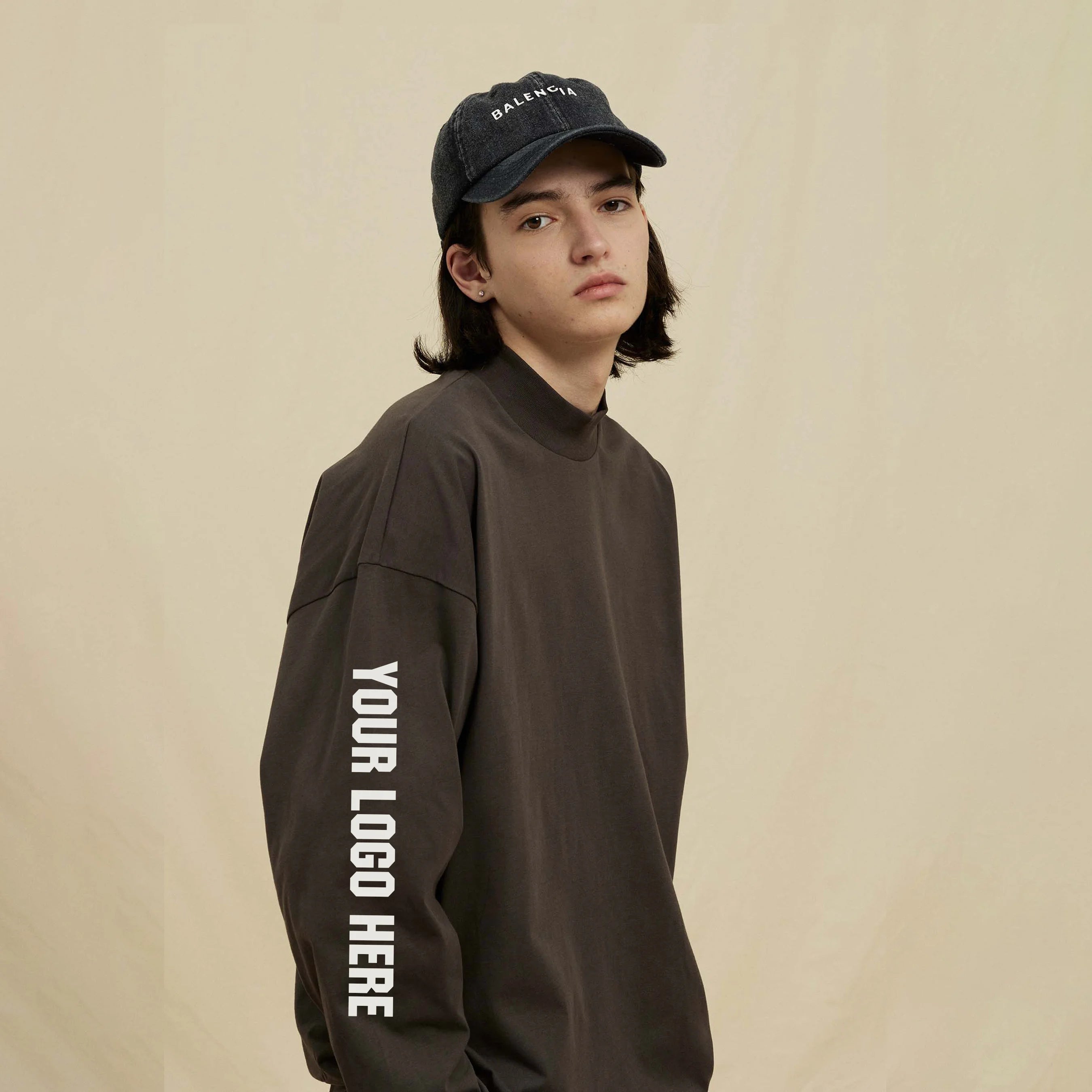 Custom Logo Mens High Quality Crew Neck Blank Long Sleeve Thick T Shirts 100 Cotton Men Plain Oversized T Shirt