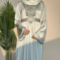 Shaut Latest Turkey Abaya Designs in Dubai Dress Modest Elegant Luxury Women Muslim Dress Handmade Beads Embroidery Satin Abaya