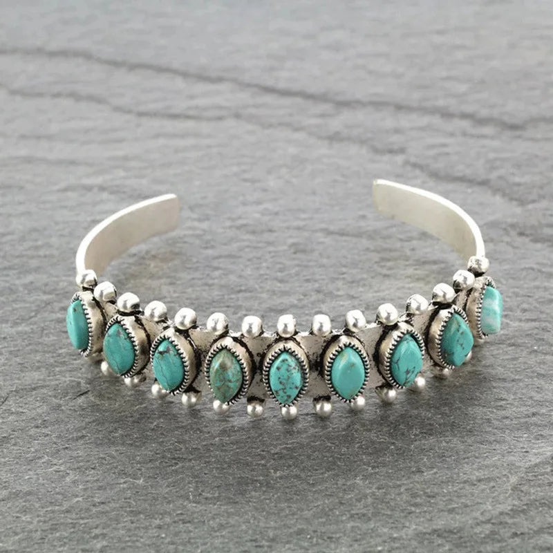 Western Jewelry Turquoise Bangle Designs Collection Shell Teardrop Concho Patterns Gifts for Women