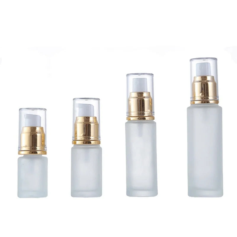 2025 Cosmetic Skincare Packaging Frosted Glass Bottle 20ml 30ml 40ml Body Lotion Bottle Empty Pump Bottle