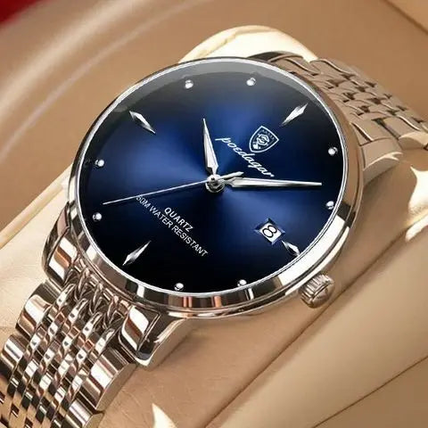 POEDAGAR Top Reloj Watch Men Waterproof Luminous Stainless Steel Watches Sport Quartz Man Clock Mens Date Business Wristwatch