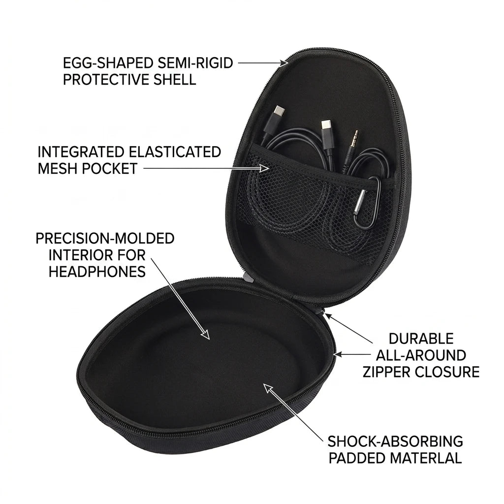 Customized EVA Headphone Case with Hard Shell & Zipper Protective Shake-Proof Earphone Case