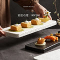 Hot Sale Customized Rectangle Cheese Board Natural Black Ceramic Sushi Steak Stone Slate Porcelain Plate Eco-Friendly for