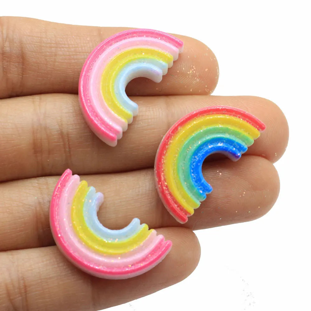 Colorful Rainbow Resin  Iridescent Clouds Flatback Cabochon for Home DIY Scrapbooking Craft Decoration