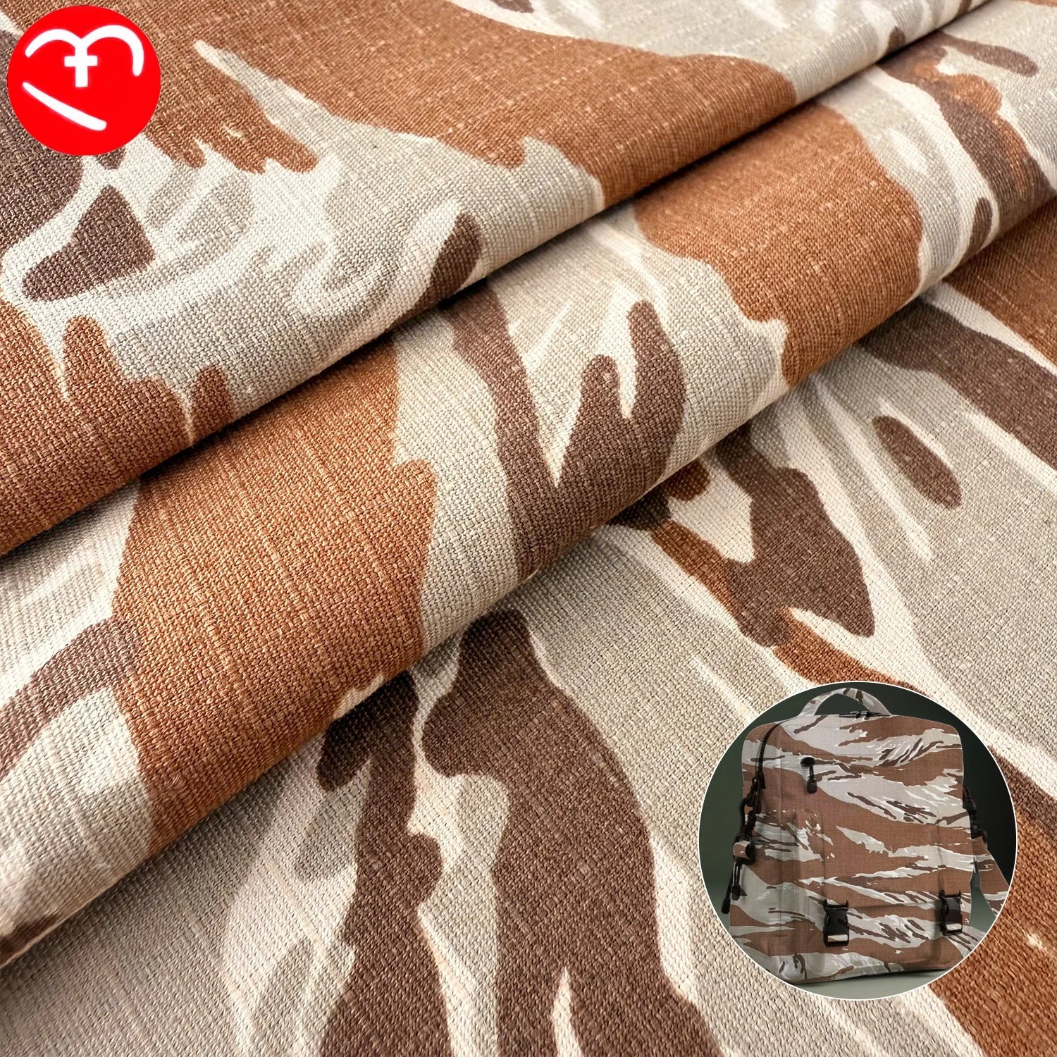 Desert Tiger Stripe TC 65% Polyester 35% Cotton Plaid Camouflage Printed Fabric WR Tear Resistant for Tactical Outdoor Clothing