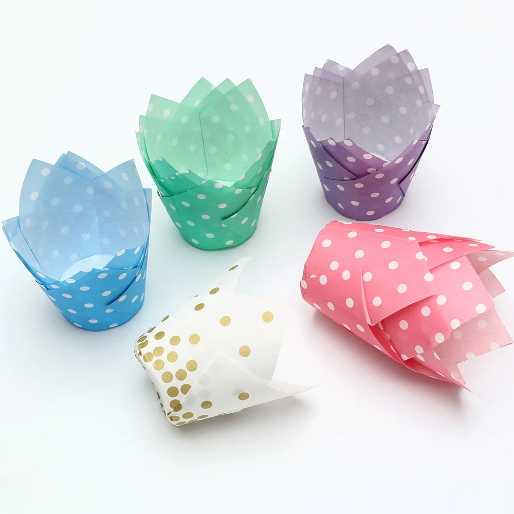 Paper Muffin Cups Grease Proof Tulip Baking Cups Disposable Cupcake Liners for Wedding Birthday Party Dessert Bakeware FoodGrade MegaBDM