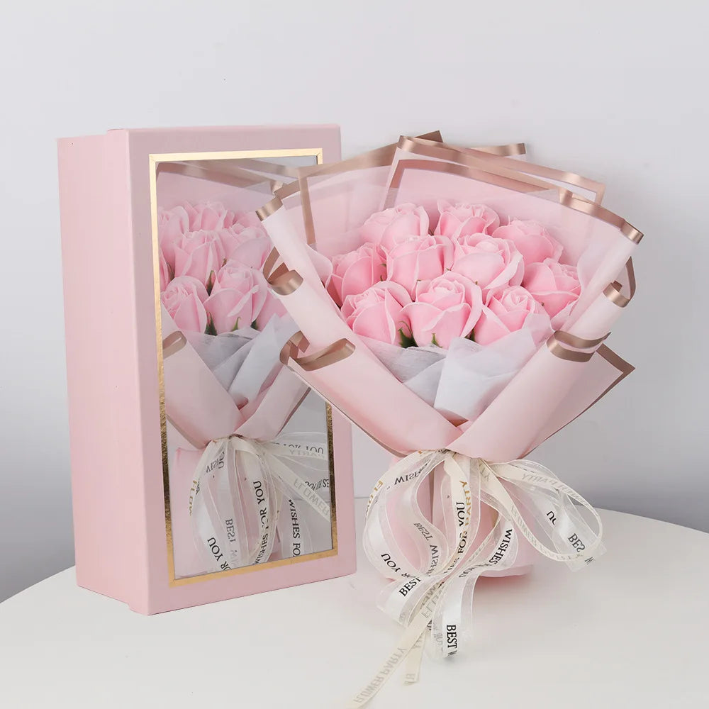 10pcs Soap Rose Bouquet Artificial Soap Flower Bouquet in Gift Box for Girlfriend Gift