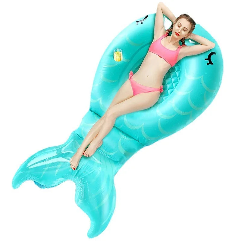 Kids Adults Summer Fun Water Toy Pvc Inflatable Mermaid Float Floating Water Lounger Floatie Giant Pool Raft
