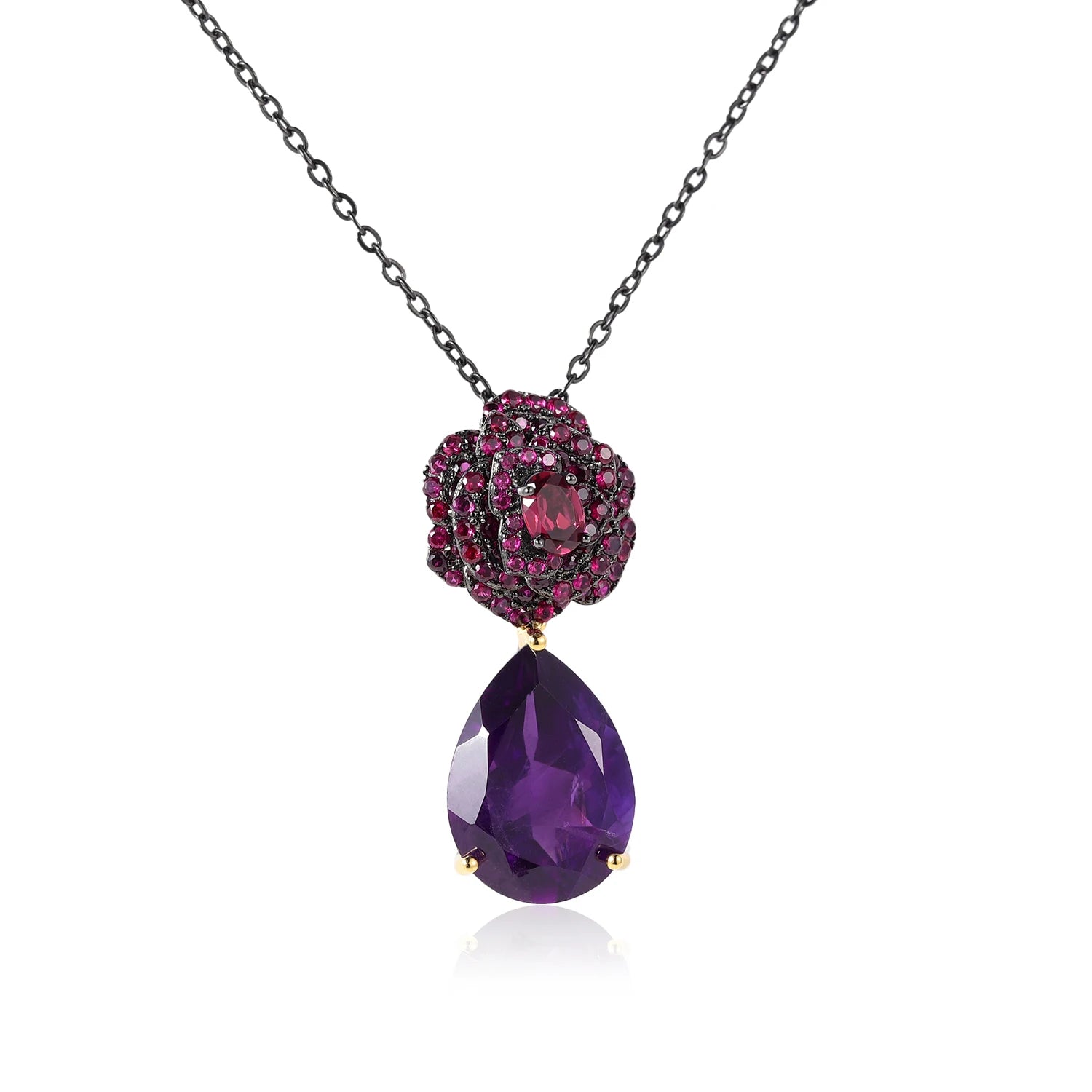 C7630 Abiding Jewelry Manufacturer Natural Amethyst Flower Cluster Woman Fashion Jewelry in Bulk Gemstone Pendant