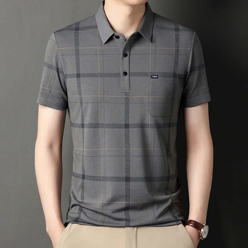 Custom Logo Breathable Quick Dry Striped Knit 3D Embroidery Digital Printing Pocket Casual Business Men's for Shirt 180g OEM