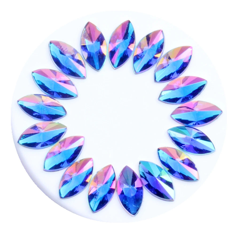 5x10mm Flatback AB Colors Acrylic Loose Rhinestones 500pcs Marquise Pointed Eye Beads for Shoes Nail Art DIY