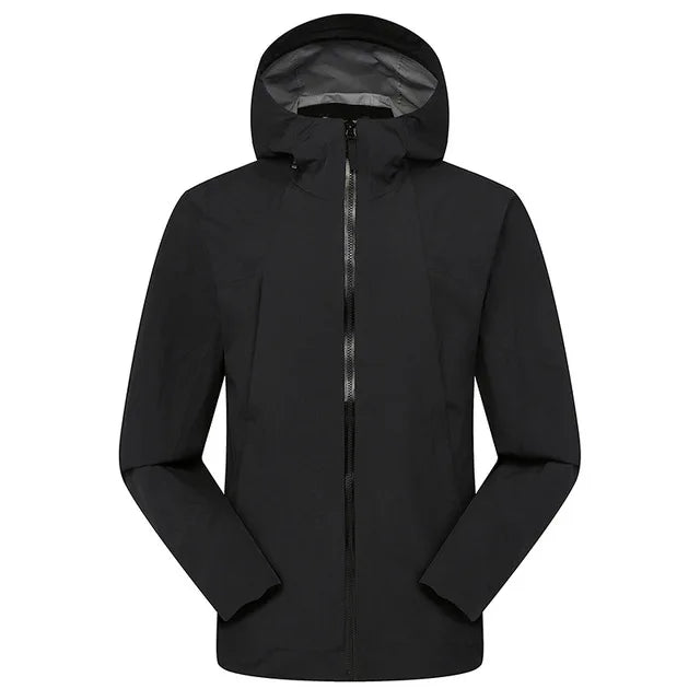 2021wholesale Luxury Men Taped Seam Sealing Waterproof Zipper Custom Windbreaker Outdoor Run Rain Jacket Sportswear With Hoodies