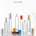 Luxury Empty Refillable Mini Clear Flat Glass Perfume Bottle with Roll on Cap in 5ml/10ml/15ml Capacities