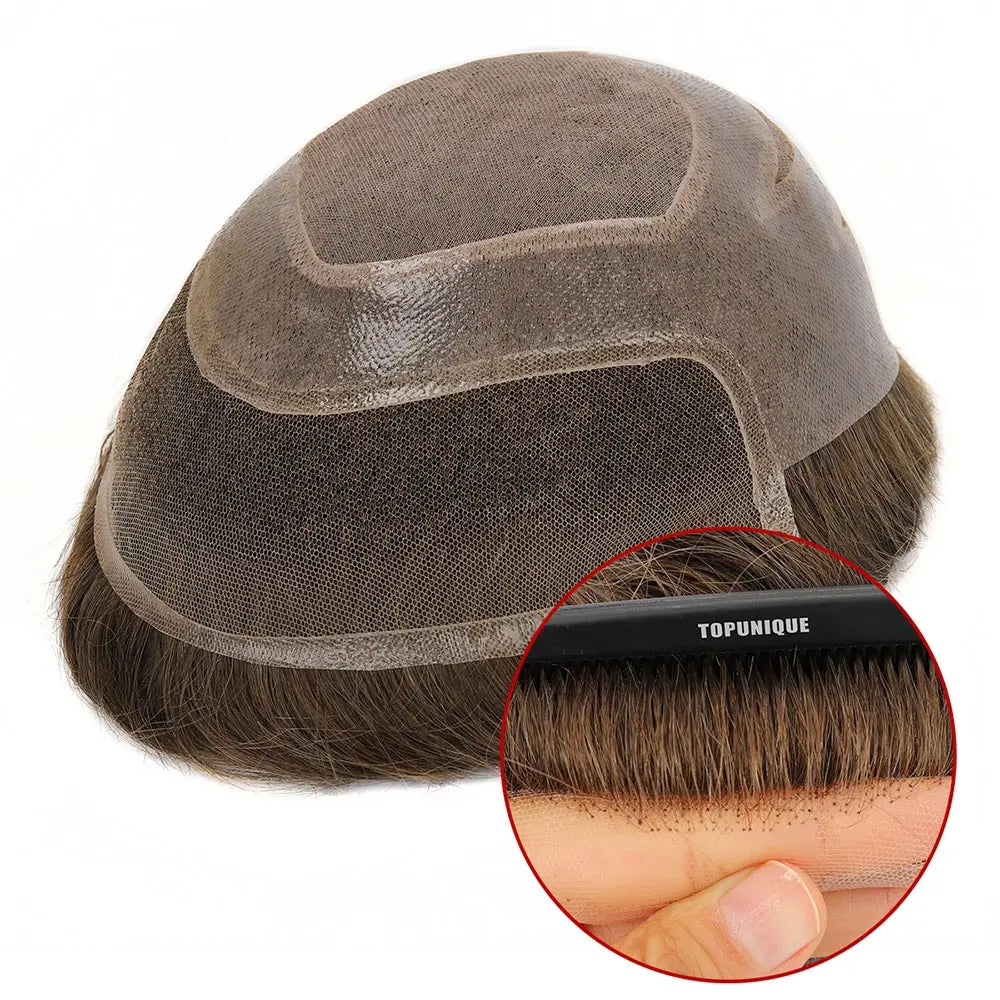 TOPUNIQUE TUM03 1" Lace Front Mono Top Skin Cut-aways Classic Hair System for Men Durable Breathable 130% Density Mono Base