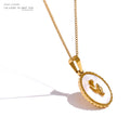 JINYOU 850 Trendy Natural Shell Round Collar Necklace Stainless Steel Flower Pendant Necklace Jewelry