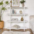 INNOVA Modern Home Office Furniture 4 Tiered Display White Wood Book Shelf for Living Room