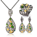 C7937 Abiding Fine Jewelry Fashion Designs Round Cut Natural Gemstone Flowers Women 925 Silver Girls Jewelry Set
