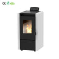 KM0602A Red White Cast Iron Indoor Automatic Feeding Pellet Stove Modern Wifi Smokeless Wood Pellet Stove for House Room Heating