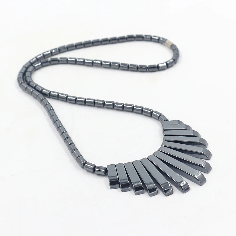 Piano Keyboard Pendant Necklaces Cross Dolphin Geometric Hematite Beaded Short Necklaces for Men Women