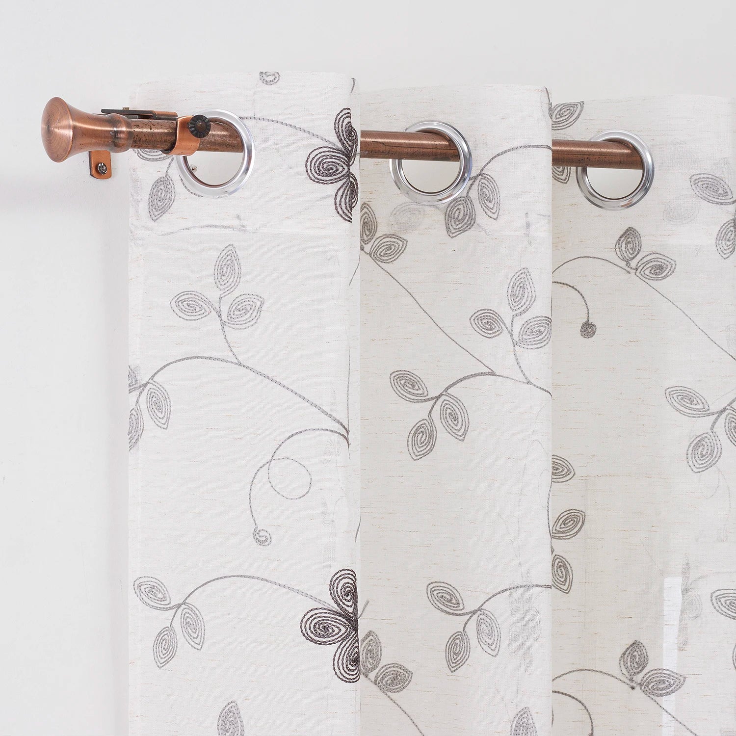 Custom Two-Color Floral Embroidery Sheer Living Room Curtains Tulle Embroidered Drapes for Home Bedroom