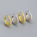 Fashion Jewelry 925 Sterling Silver Plain Chunky Chic Ball Bead Round Gold Plated Sterling Silver Hoop Earrings for Women