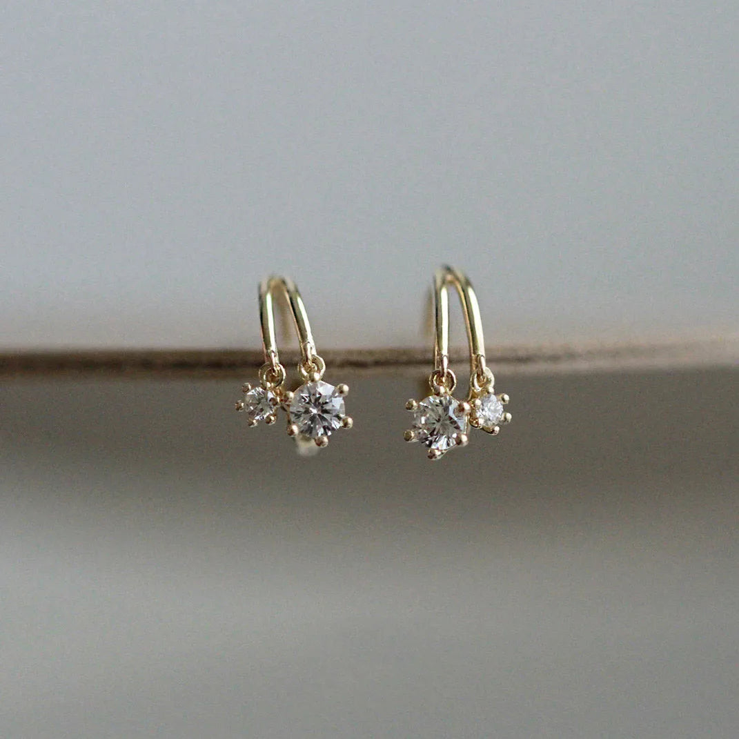 Hot Sale Fashion INS Pure 925 Sterling Silver Layered Shiny Zircons Crystal Small Hoop Earrings for Women Girls Jewelry