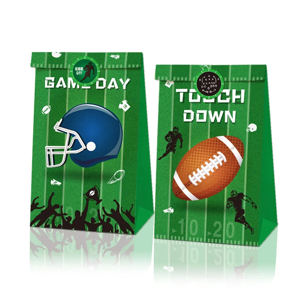 Custom Design 24 Pcs American Football Game Paper Gift Bag Set Football Goodie Bags Football Birthday Party Decorations