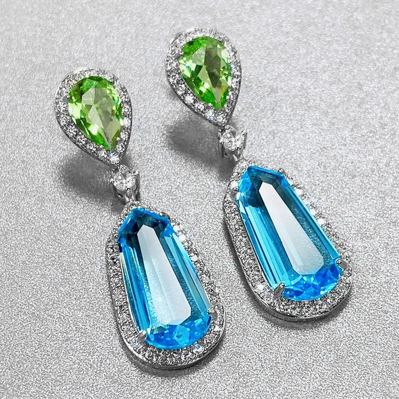 Luxury Long Hanging Drop Earrings Lady Party Accessories Fashion Jewelry Cubic Zircon Elegant for Women Big Geometric Opp Bag