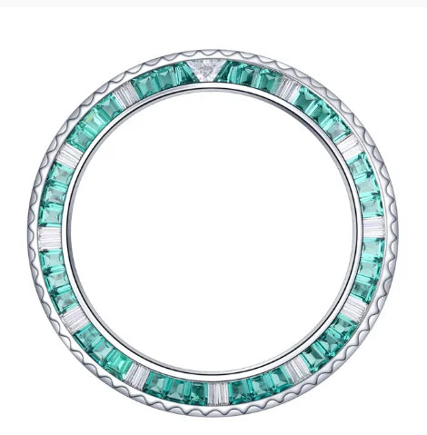 Stainless Steel+Synthetic Gems Custom Equal Size Perfect Color Gradation Rainbow 40mm Watch Bezel for Watchmakers