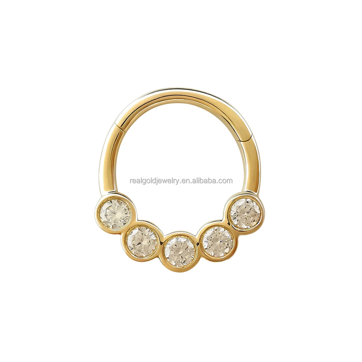 Au585 14k Real Gold Zircon Nose Rings Cartilage Earring Hoop Good Quality Fashion Jewelry Women Gift Body Jewelry New Arrival